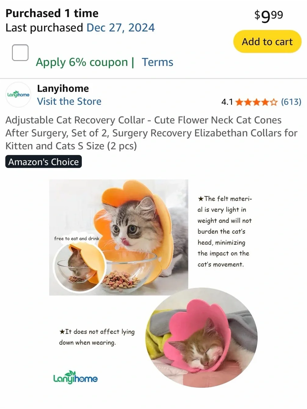 Pink & Orange Fruit-Print Cat Recovery Suit - 3 Pack